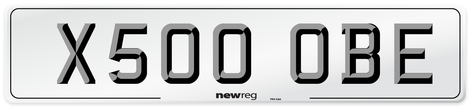 X500 OBE Number Plate from New Reg